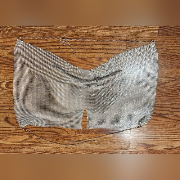 Sexy Silver Halter Chain Crop Top Adjustable Chains around the neck and waist - Picture 10 of 10